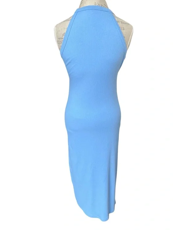 Halara Women’s Halter Ribbed Maxi Dress Blue Halter Maxi with Side Slit NWT - Picture 2 of 13